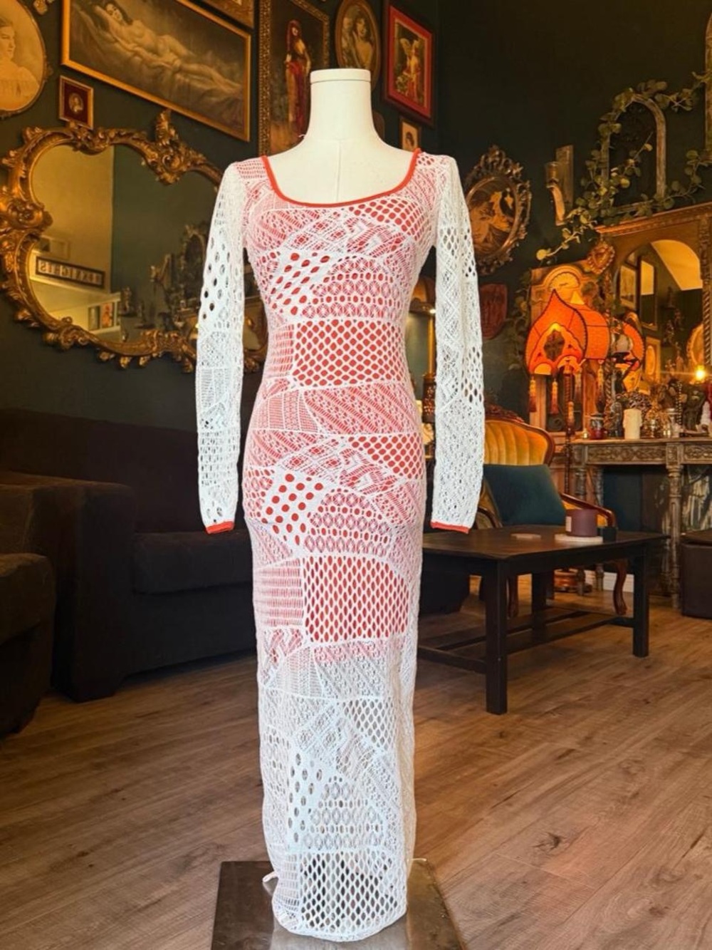 Current Mood x Dolls Kill Summer’s Kiss Crochet Maxi Dress – XS